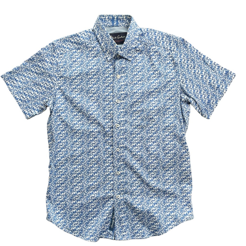Robert Graham Shirt‎ Men’s Size Small Blue White Paisley Short Sleeve Cotton